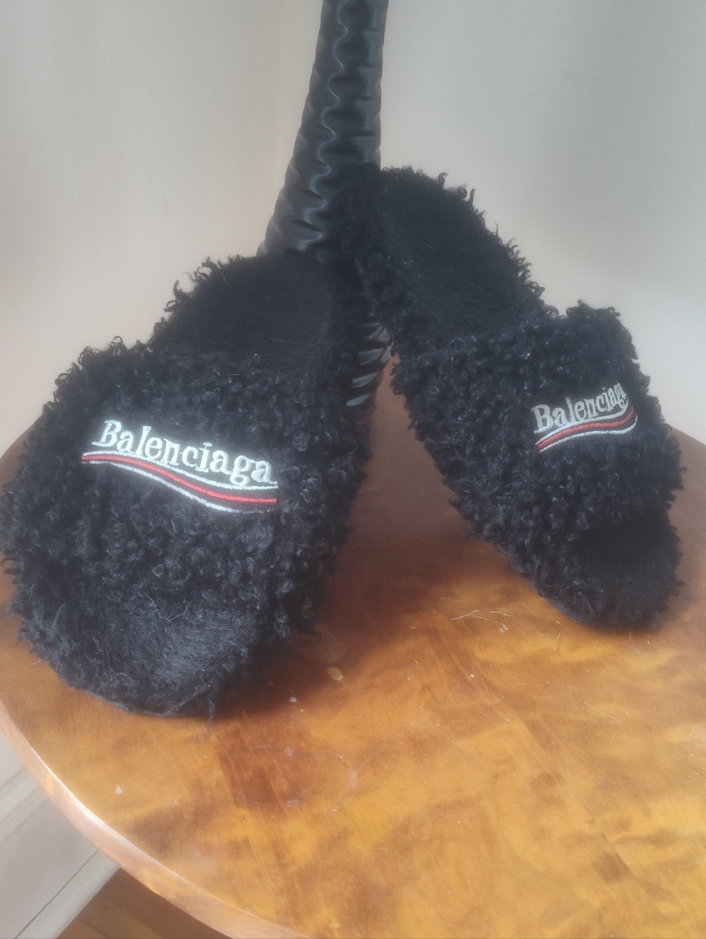 Balenciaga Black Fuzzy Slippers